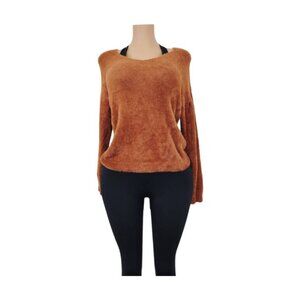 Glocal Women's Rusty Brown Long Sleeve Fleece Crew Neck Pullover Sweater Size M